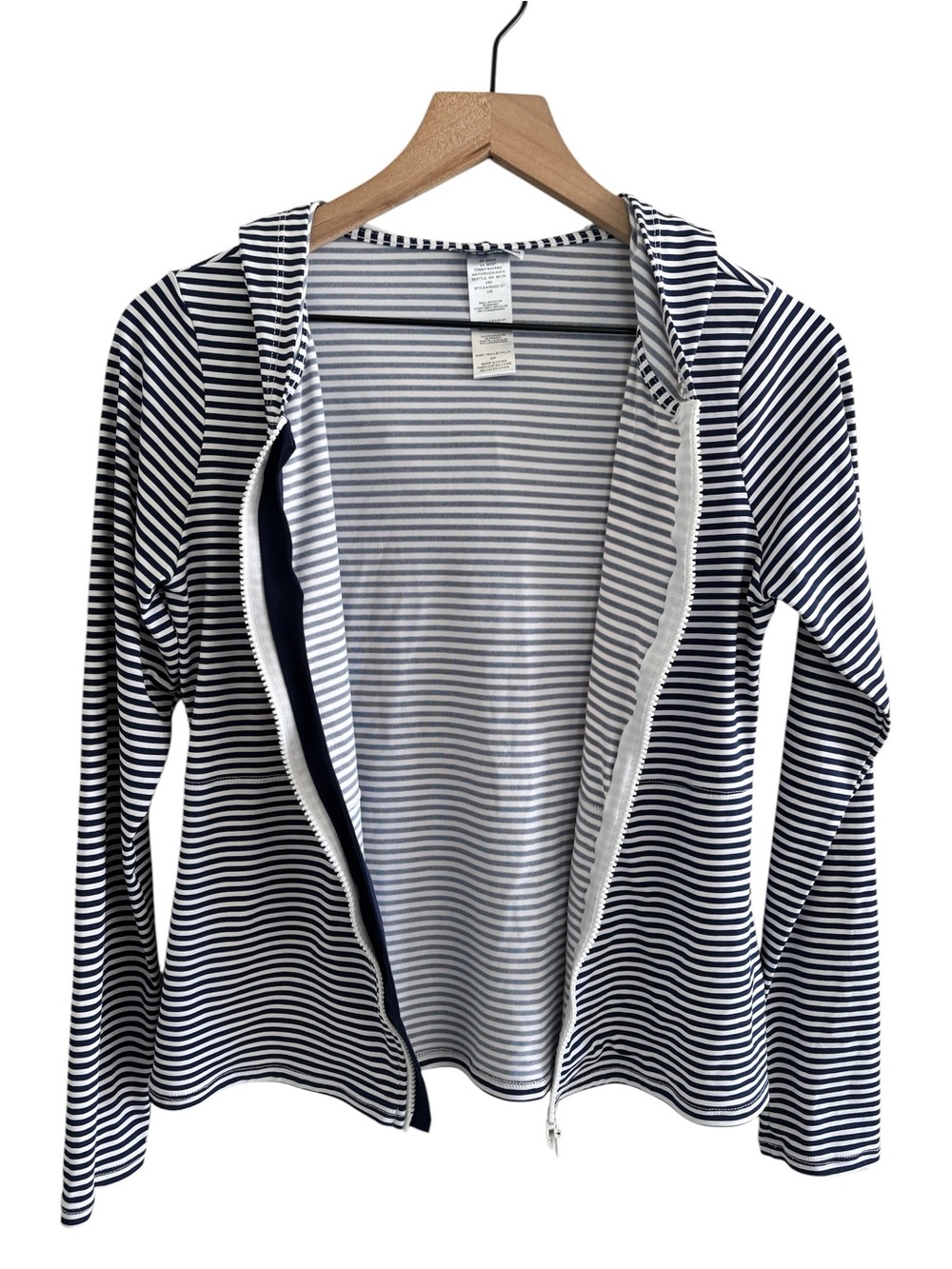 Tommy Bahama Full Zip Hooded Rash Guard Jacket UPF 50+ Women's Small Navy White - Picture 6 of 14